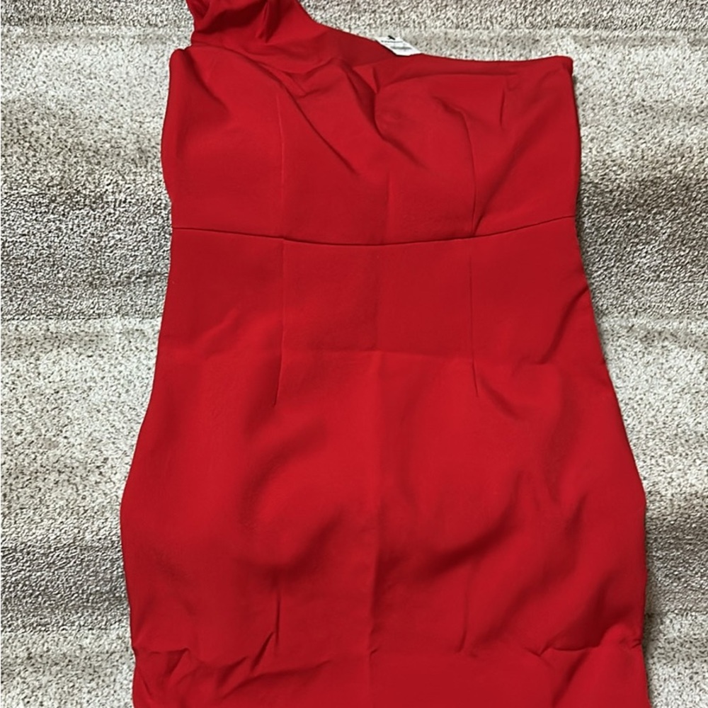 Express Vibrant Red One-Shoulder Dress